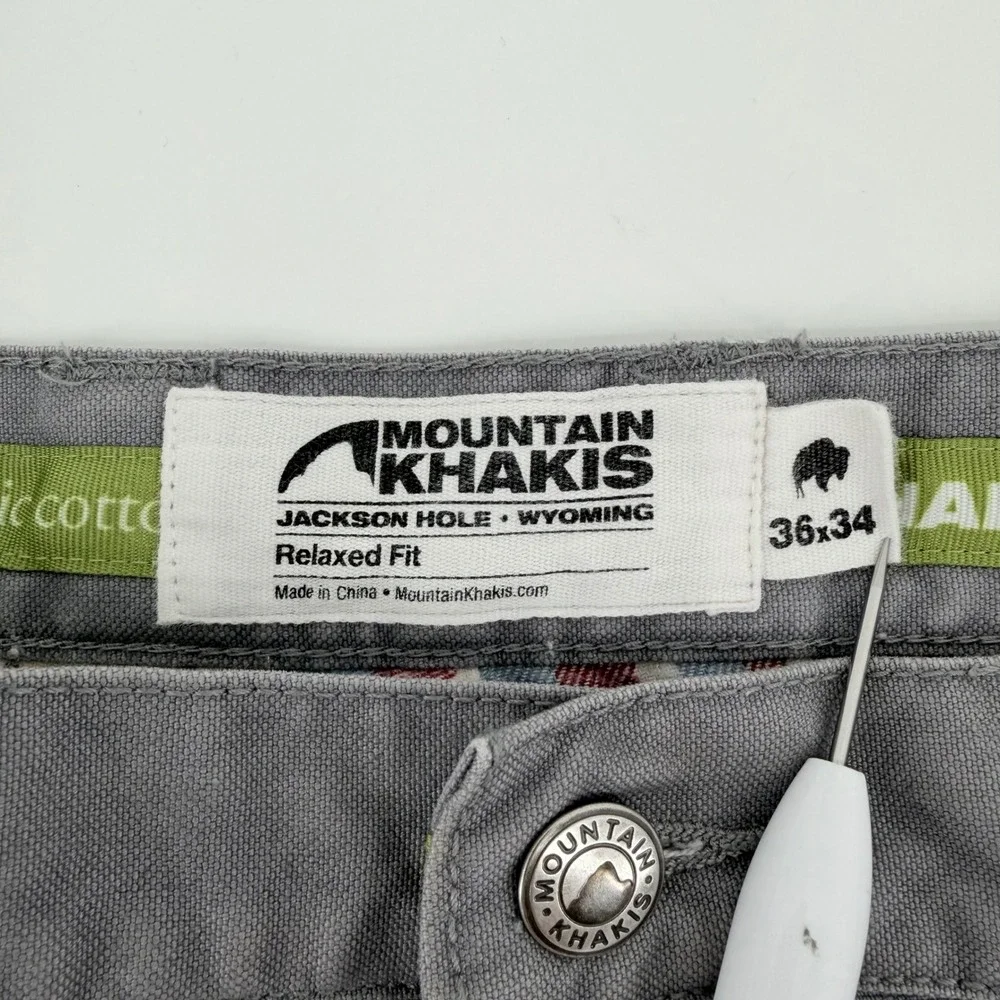 Mountain Khakis Men 34x33 Flannel Lined Organic Cotton Canvas Mountain Pants